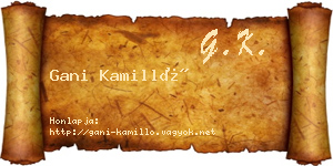 Gani Kamilló névjegykártya